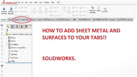 solidworks add sheet metal tab to ribbon|solidworks sheet metal template.